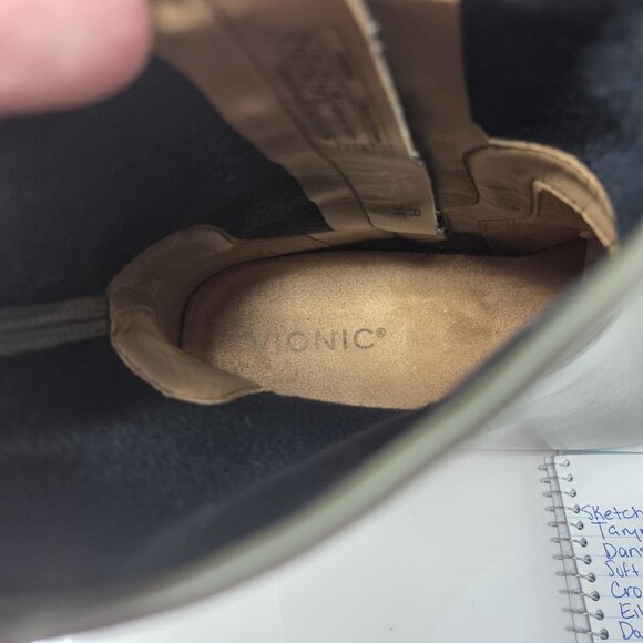 Vionic Ronan Waterproof Womens 9 Boots Military Green Booties Stack Block Heel - Picture 9 of 13